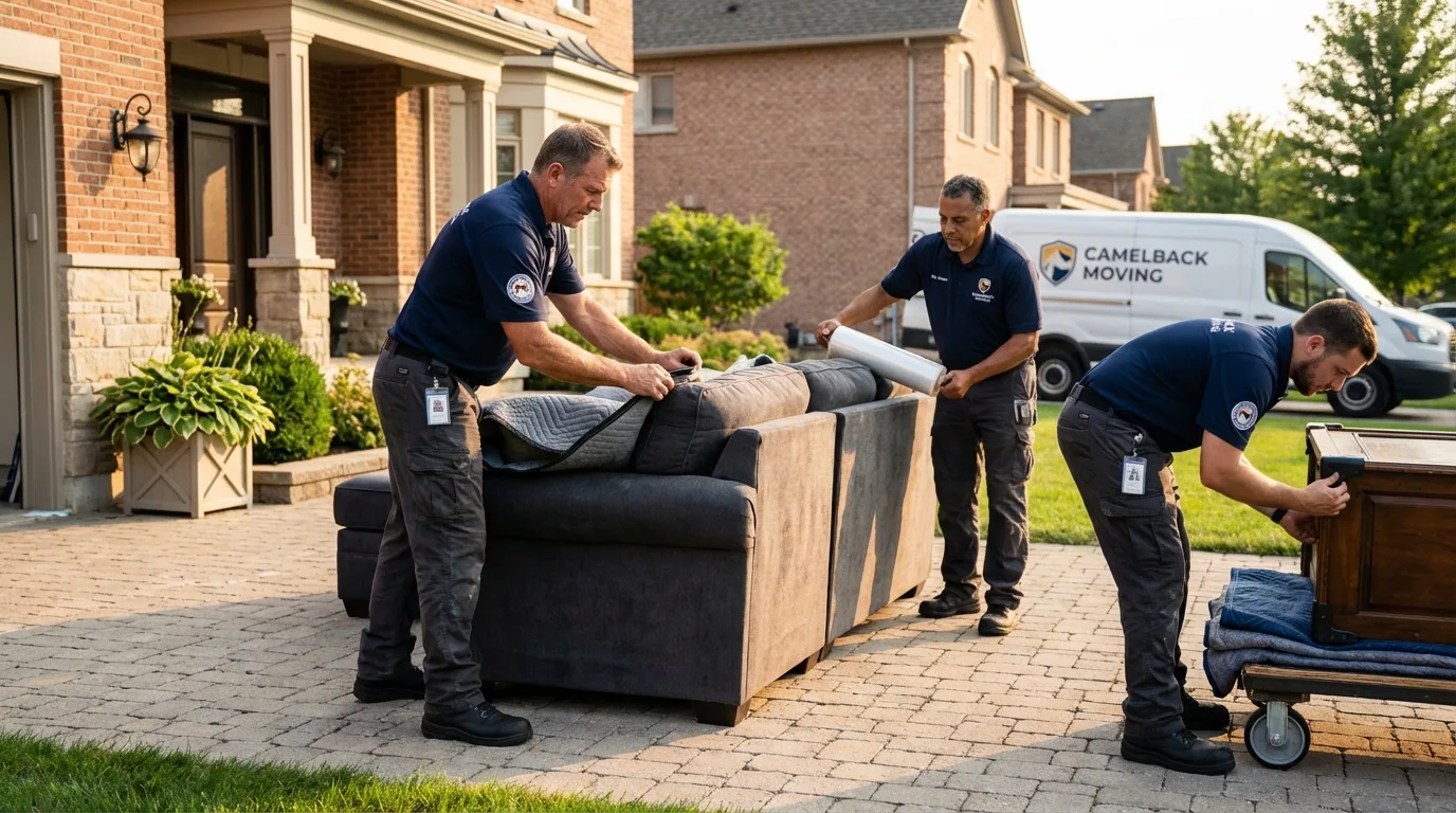 Large estate moving crew wrapping furniture in Granite Bay, CA